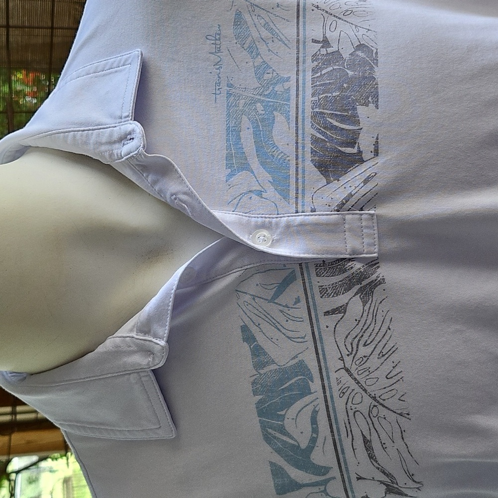 Travis Mathew Tropical Golf Polo Shirt Size XL White Cotton Blend Spanish Oaks - Picture 2 of 9